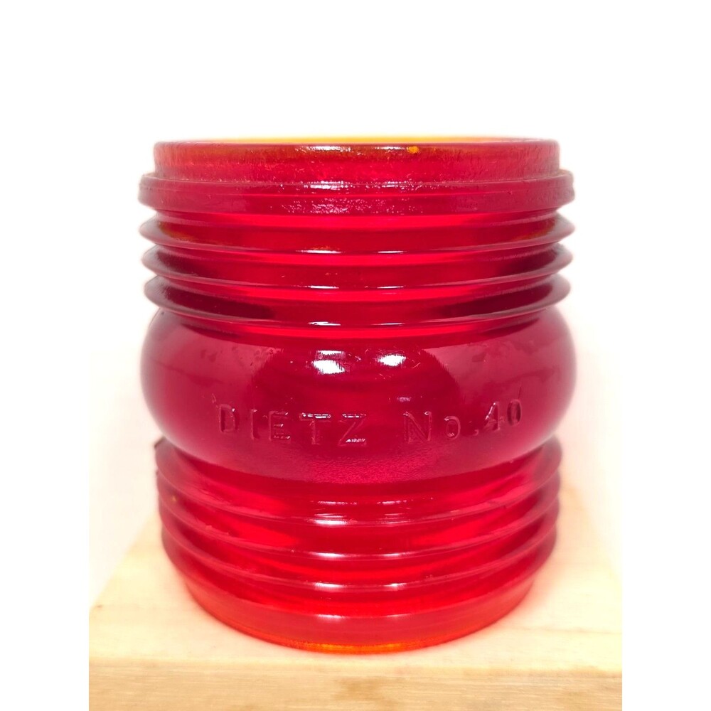 Dietz No. 40 Fresnel Lantern Globe Red Traffic Gard Antique Kerosene Glass